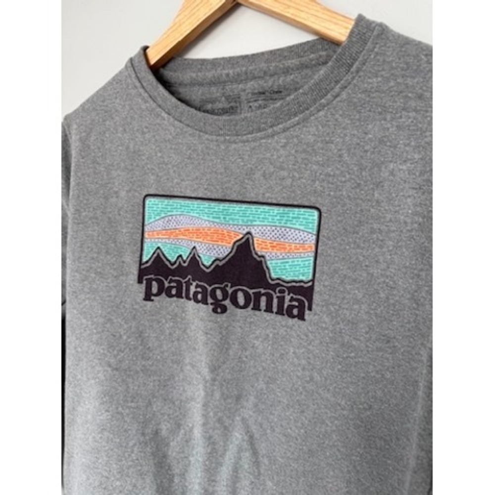 Patagonia Womens Gray Uprisal Crew Sweatshirt Long Sleeve Graphic Logo Size XS